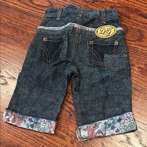 Baby Girl D&G Junior Jeans Denim Floral Size 6-9 Months